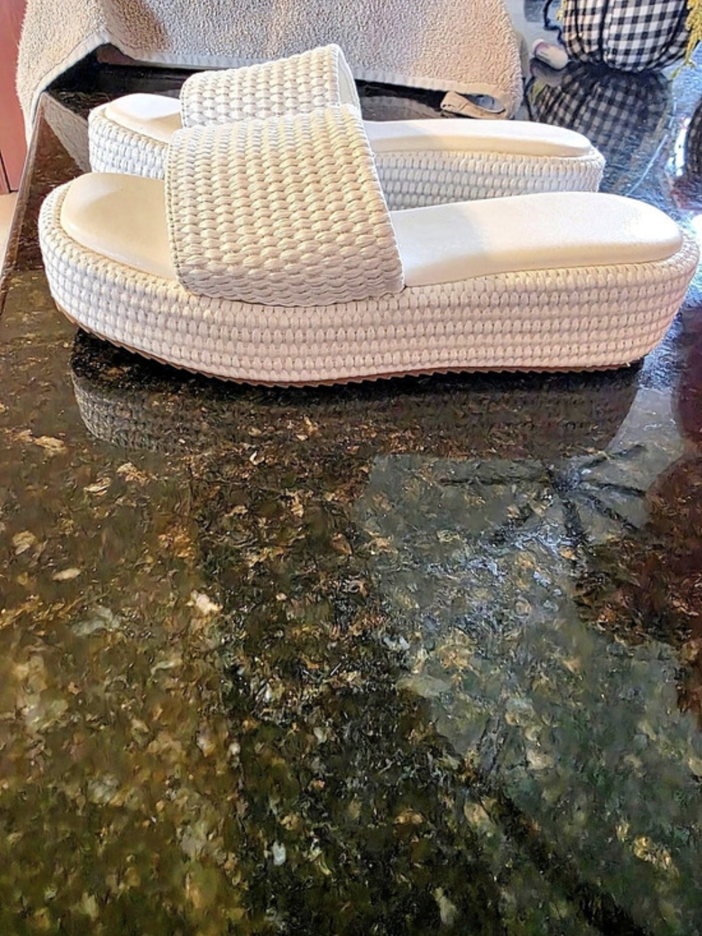 Platform Sandals in Black & White US 10 NWT